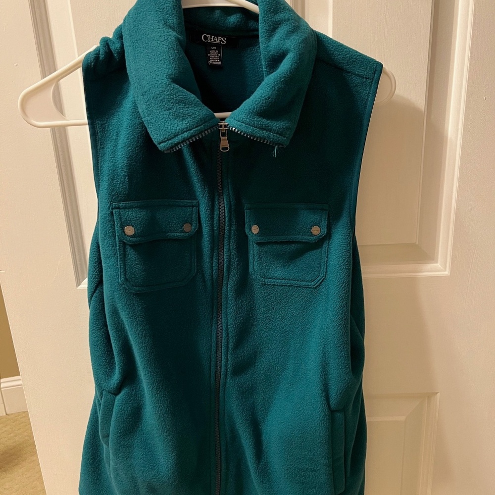 Chaps Green Fleece Vest Size Large